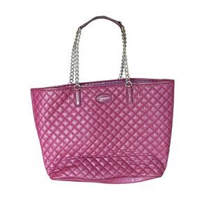 Coach Metro Quilted Leather Chain Tote Bag Cranberry Burgundy Large
